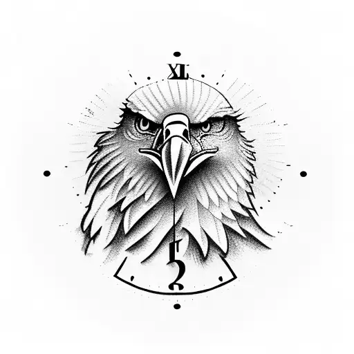 A Majestic Eagle Perched On Top Of A Vintage Clock With Latin Script Surrounding It