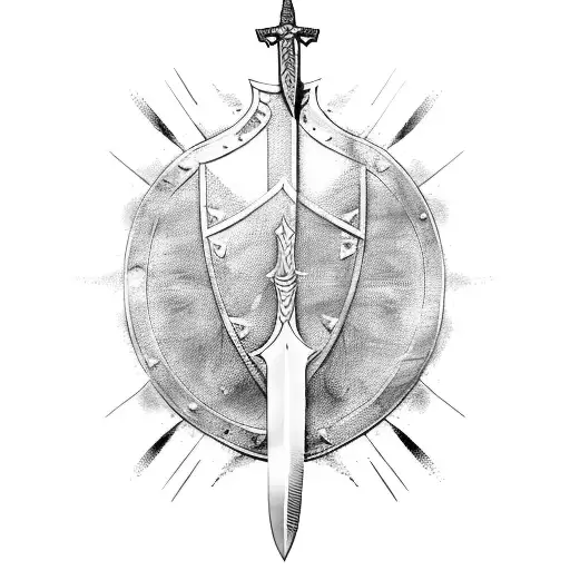 A Fierce Warrior Wielding A Sword In One Hand And A Shield In The Other