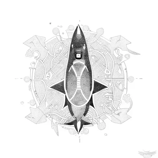 A Circuit Board Design With A Shark Incorporated Into The Circuitry