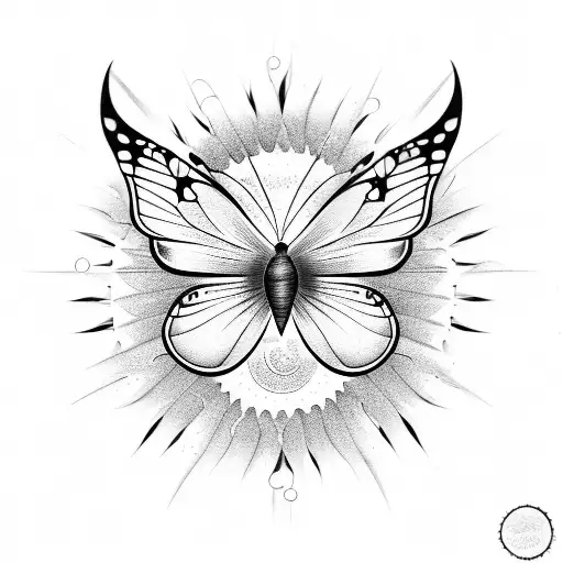 Feminine Butterfly With The Sun