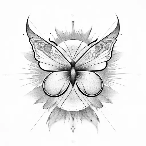 Feminine Butterfly With The Sun