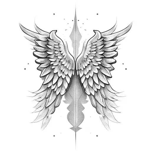 Wide Angel Wings On Back Of Shoulder