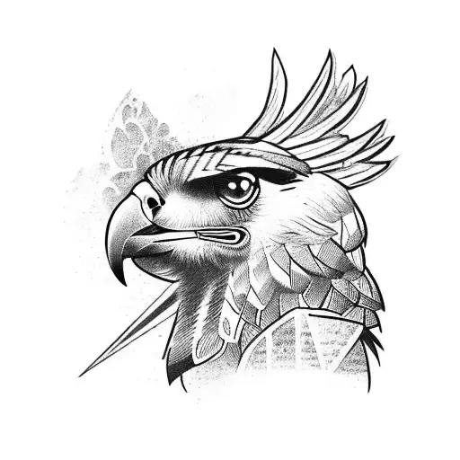 A Fierce Warrior In Maya Attire With A Hawk Perched On Their Shoulder