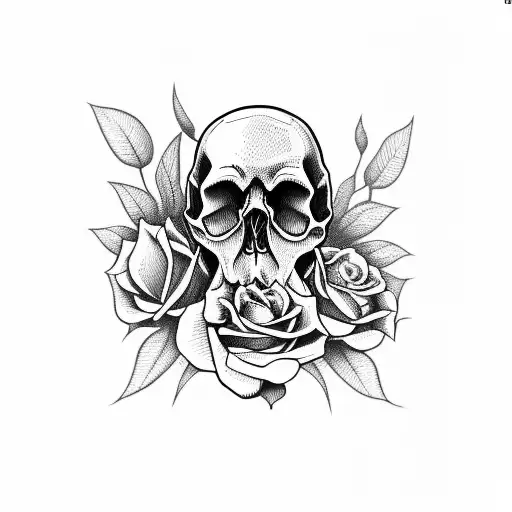 Skull Infront Of Roses