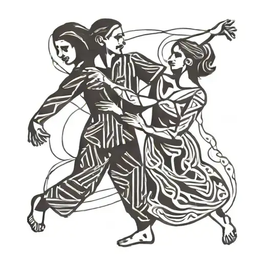 Picasso Style Of One Son And One Daughter Dancing