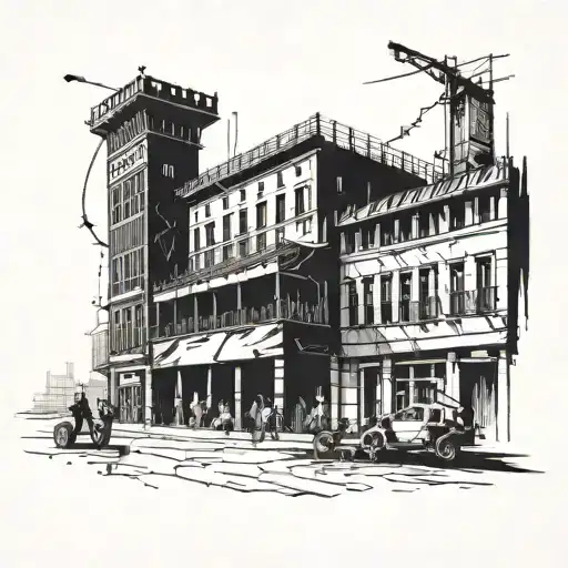 Combine Elements Of Hooligans With Old City Town Architecture And Stadion Football