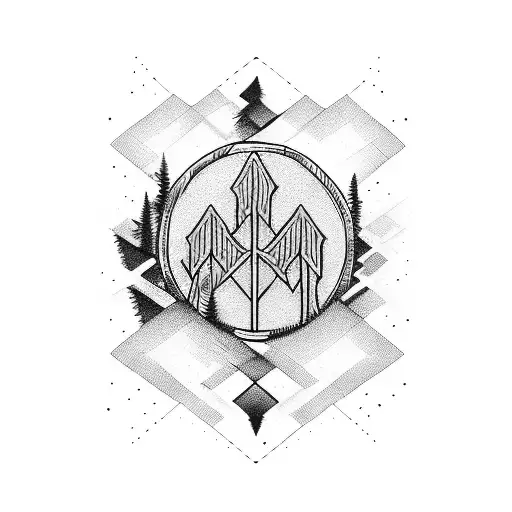 Forest With Norse Runes