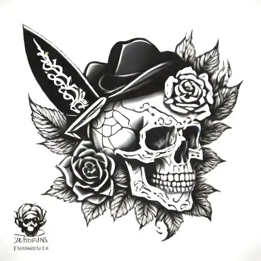 Knife Skull Roses