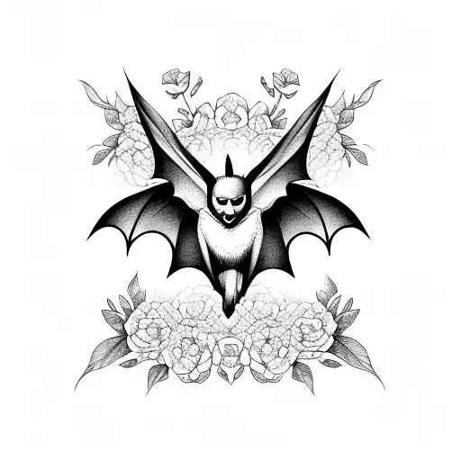 Bat With Flowers