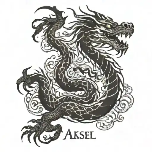 Chinese Dragon With The Name Of My Baby Boy Aksel