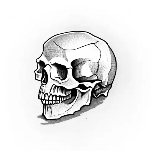 Skull With A Knife Through Its