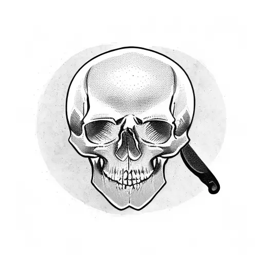 Skull With A Knife Through The Skull