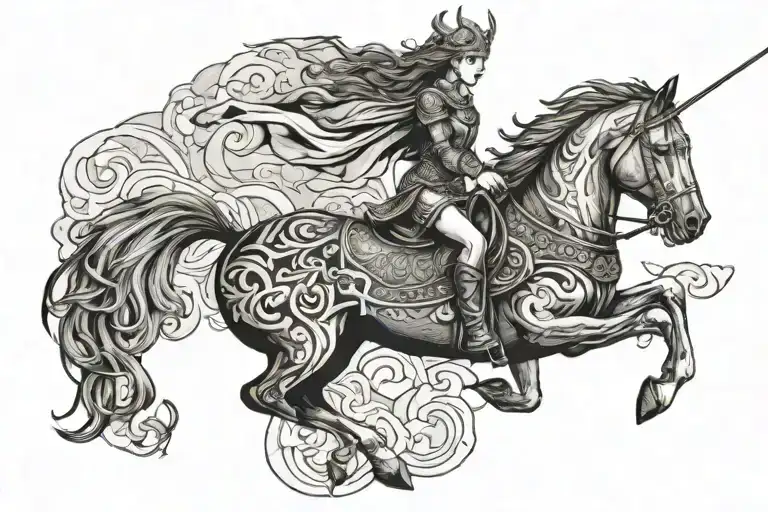 Valkyrie Riding Horse Back