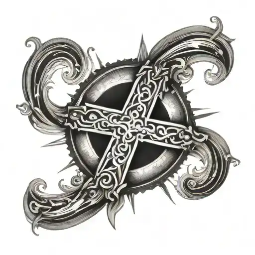 Cross Surrounded By Sun Rays