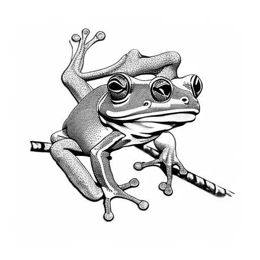 Green Tree Frog In A Cowboy Outfit