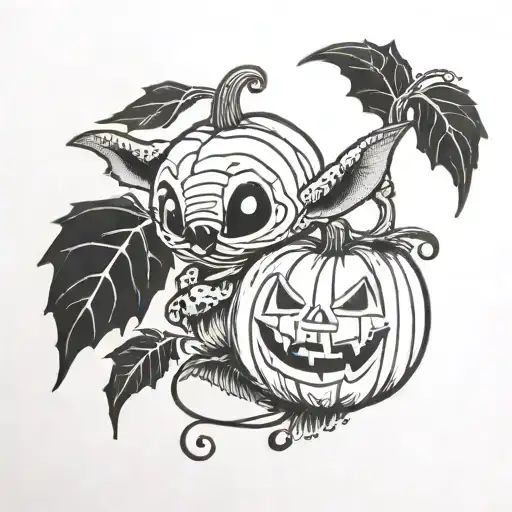 Stitch And A Pumpkin