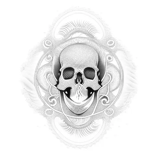 A Mesmerizing Pattern Of Waves And Seashells Forming A Skull Shape