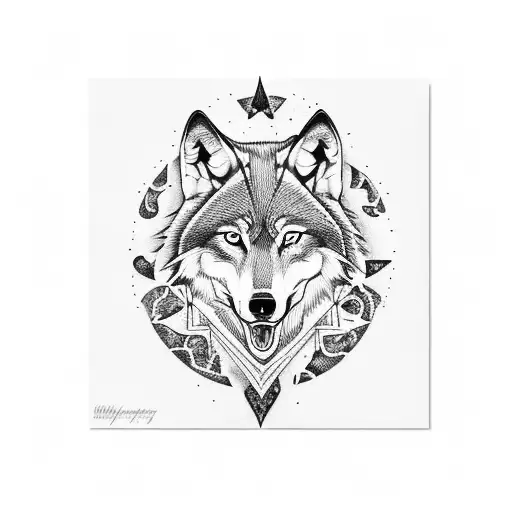 Wolf With Blue Eyes And Moonlight Behind