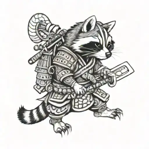 Raccoon Samurai Warrior
