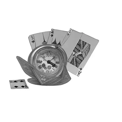 Playing Cards And A Clock