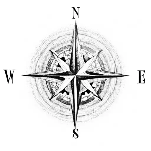 A Compass Surrounded By Palm Trees And Waves