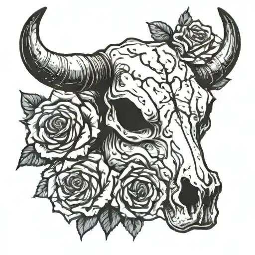 Cow Skull With Roses