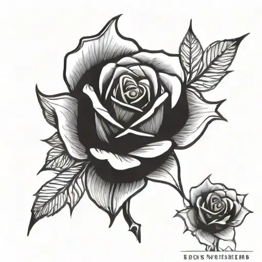 Tattoo Fading Thick Outline Rose With Bob Wire Wrapped