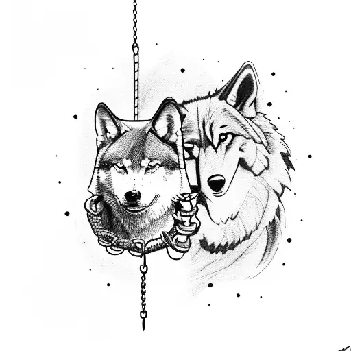 A Weightlifter Breaking Chains With A Wolf By Their Side