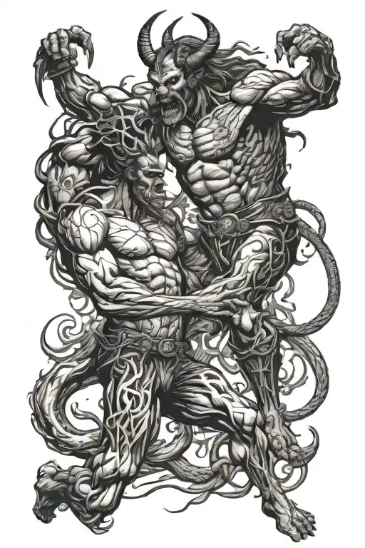 Kinght Caotic Demon Fight Scene