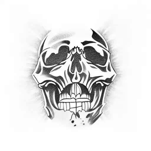 Skull With Mouth Open And Rose Inside