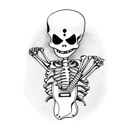 Guitar-playing Skeleton With A Juice Wrld Tattoo On Its Arm