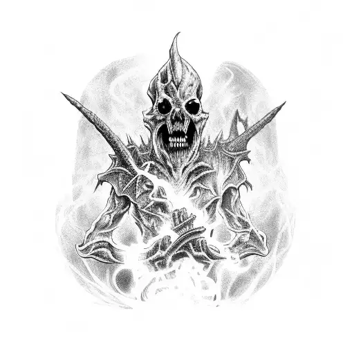 A Necromancer In Front Of A Castle With A Bone Dragon Behind Him And A Zombie Army Infront Of Him