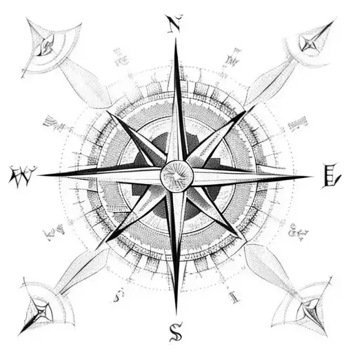 A Detailed Compass Rose With Intricate Wind Patterns