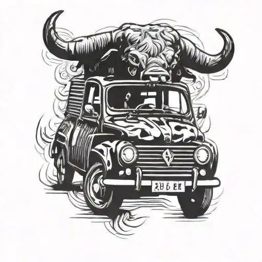 Renault 4L With Bull Horns