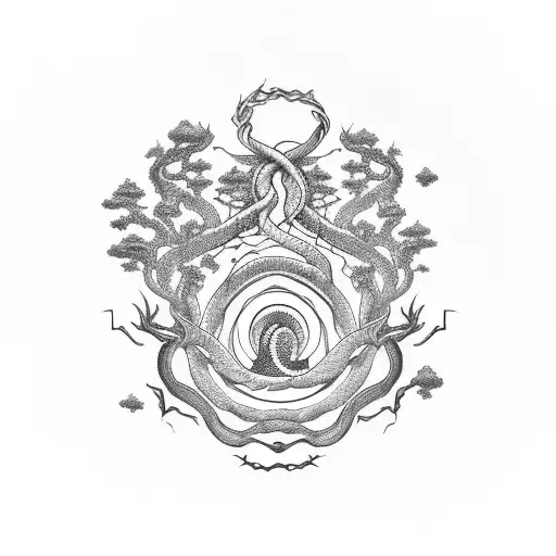 Jormungandr Encircling Yggdrasil