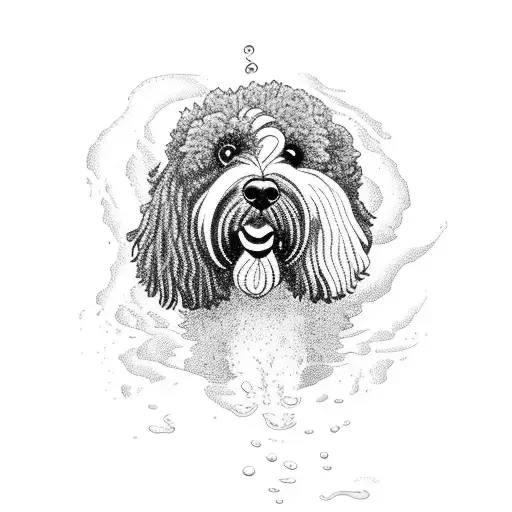 A Majestic Portuguese Water Dog Gracefully Swimming In A Serene Lake