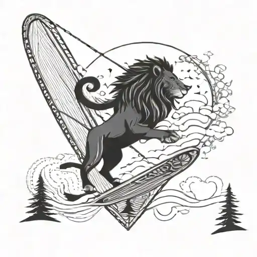 A Lion Kite Surfing In A Winter Wonderland