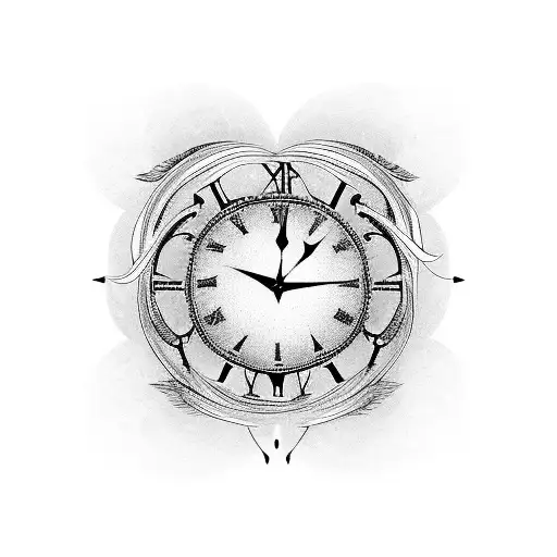 Angel And Clock With Bird