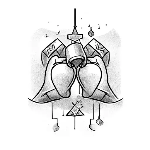 Breast Cancer Symbol Boxing Gloves Hanging Down And Lighting Bolts Coming Off