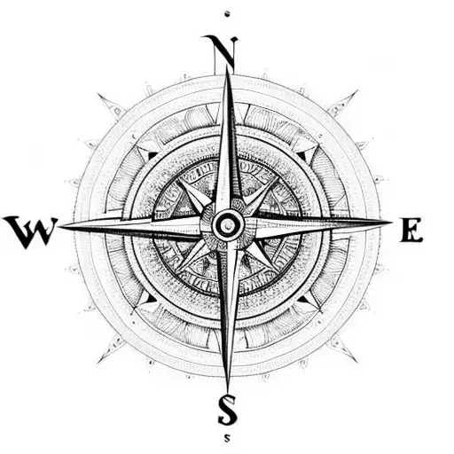 A Compass Surrounded By Intricate Mandalas