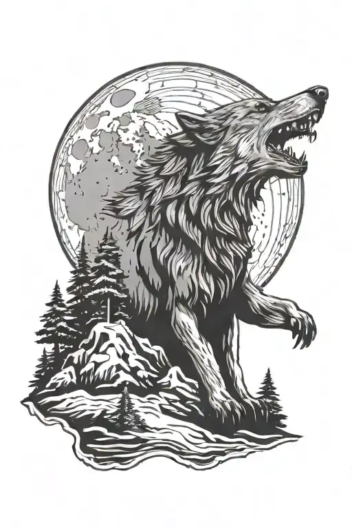 Big Wolf Howling At The Moon I Woods And Winterfell From Game Of Thrones Below Him