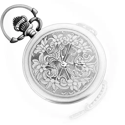 A Pocket Watch Surrounded By Delicate Floral Patterns