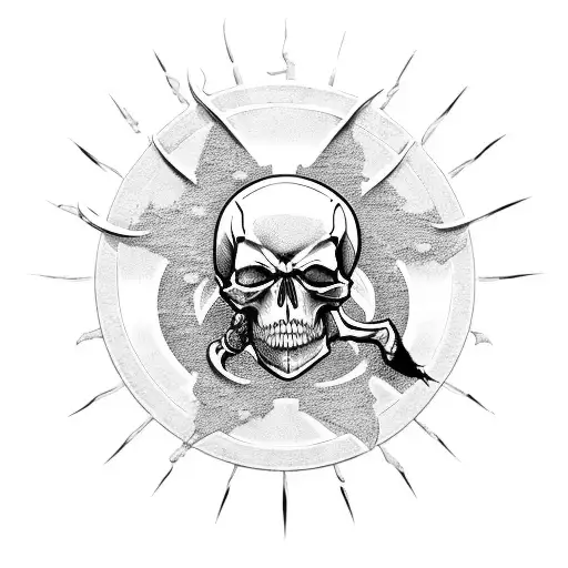 Biohazard Symbol With A Skull In The Center