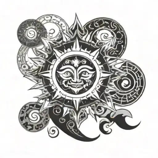 Sun And Moon With Om In Center Representing Different Aspects