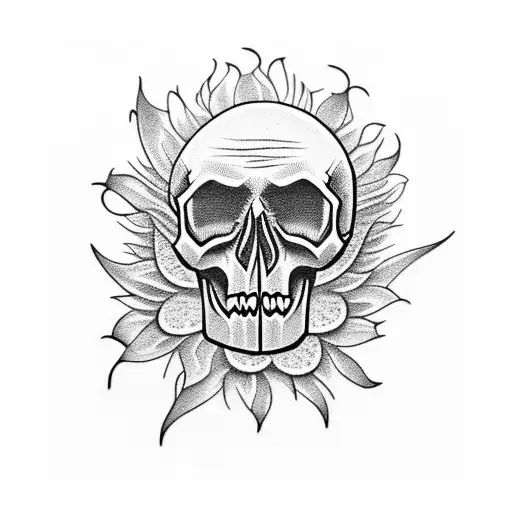 Sunflower With Skull Dark Art Gothic For Women