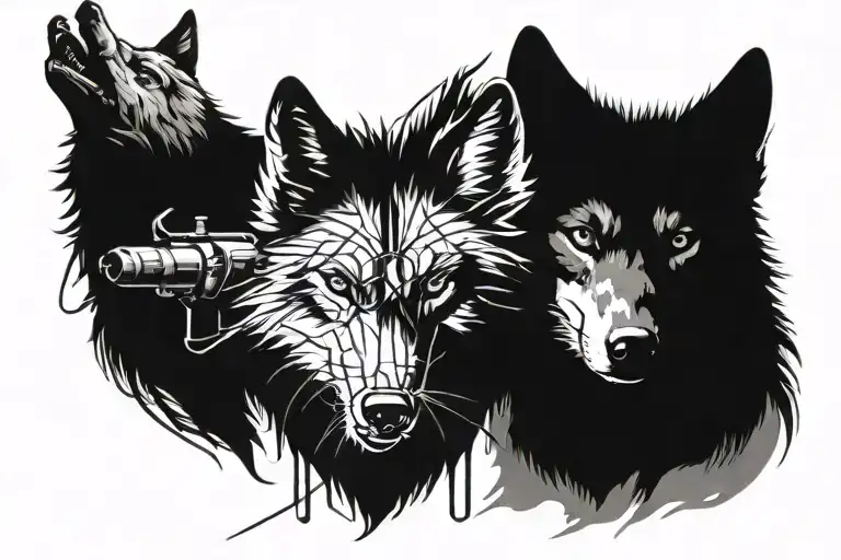 Combat Helicopter Army Soldiers And A Wolf