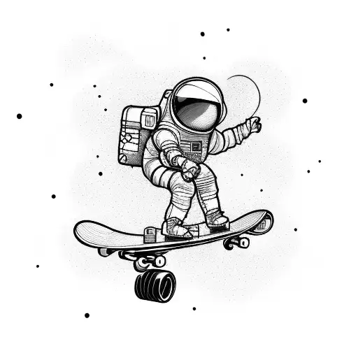 Skateboarding Astronaut Riding A Fibonacci Sequence Skateboard