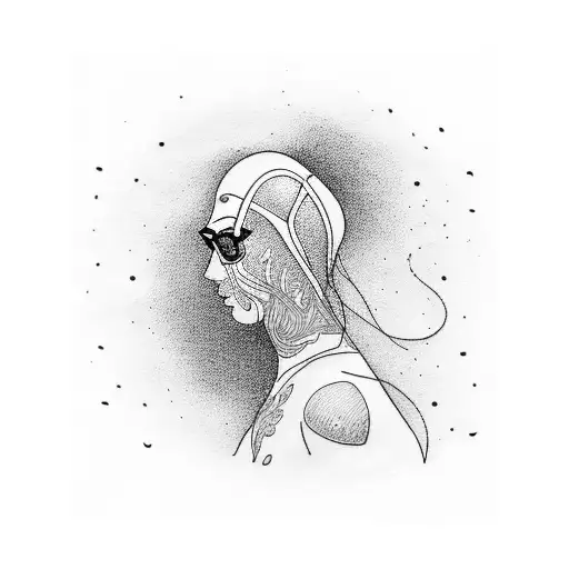 A Swimmer Surrounded By Guitar Strings In A Forest