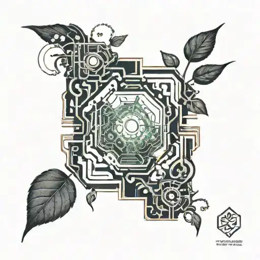 A Futuristic Computer Chip Integrated With Elements Of Nature Such As Vines And Leaves