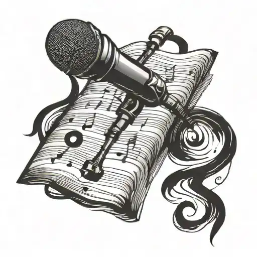 A Music-themed Tattoo Incorporating Sheet Music And A Microphone